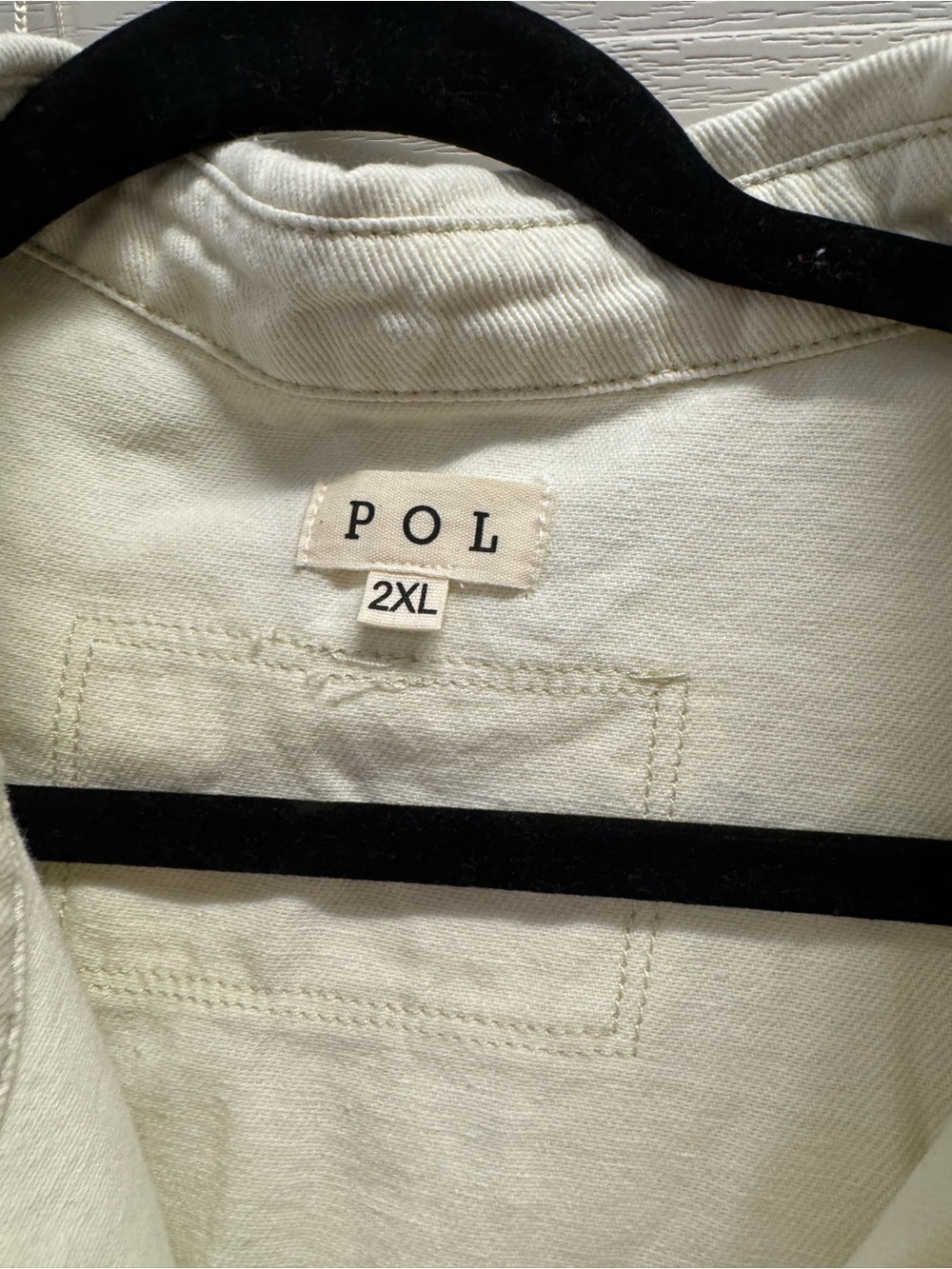 POL Neutral Cream Overshirt with Branded Neck Tag